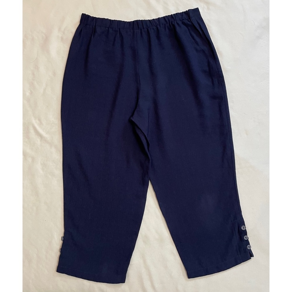 Eva Tralala Viscose Blue Crop Pants Made in France Size L - Picture 9 of 9